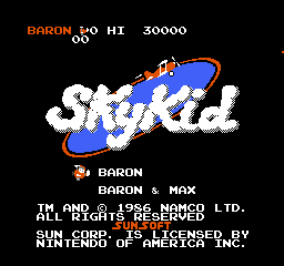 Sky Kid title screen for NES
